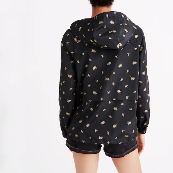 Madewell Black Floral Hooded Rain Jacket - Picture 2 of 8